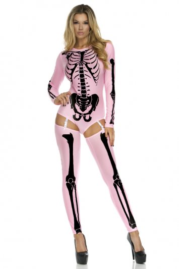 Bone Collector Pink Skeleton Bodysuit Costume