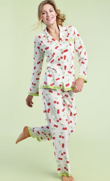 Cherry Pick Ivory Ribbon PJ Set