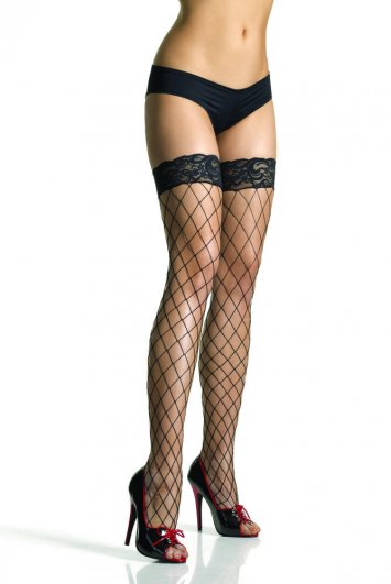 Fence Net Stocking with Lace Top