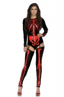 Fiery Frame Red Skeleton Bodysuit Costume