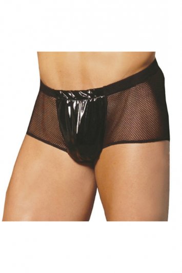 Fishnet Shorts with Vinyl Front