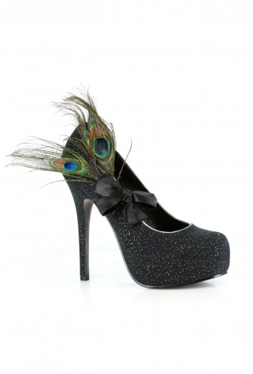 Iridescence Peacock Feather Glitter 5 Inch Heel