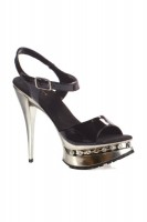 Juliet 5 Inch Ankle Strap Metallic Heel