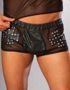 Leather Mesh Shorts