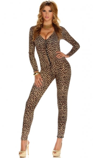 Leopard Print Zip-Front Jumpsuit