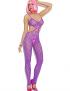 Neon Purple Lace Bow Bodystocking