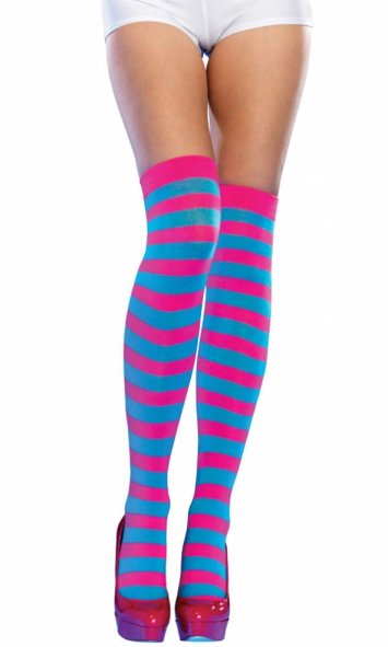 Neon Striped Thigh Highs