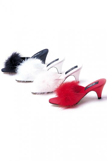 Phoebe 2.5 Inch Satin Marabou Slippers