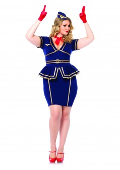 Plus Size Friendly Skies Flight Attendant Costume