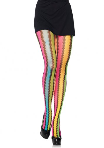 Rainbow Zig-Zag Net Pantyhose