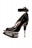 Sarah 5 Inch Ankle Strap Metallic Heel