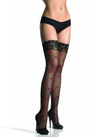 Sheer Lace Top Thigh Hi with Hearts All Over