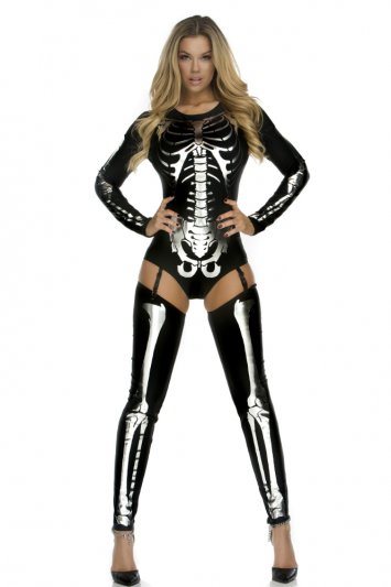 Snazzy Skeleton Silver Bodysuit Costume