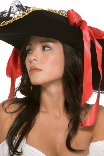 Velvet Pirate Hat with Ribbon